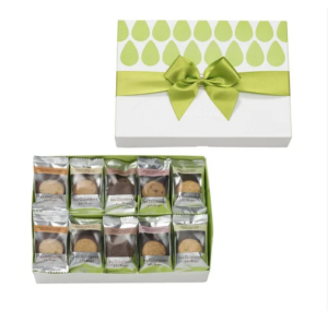 Boite 30 Gustaves Assortis ruban vert argenté