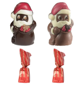 Père Noël cadeau en chocolat au lait ou noir garni 90 g
