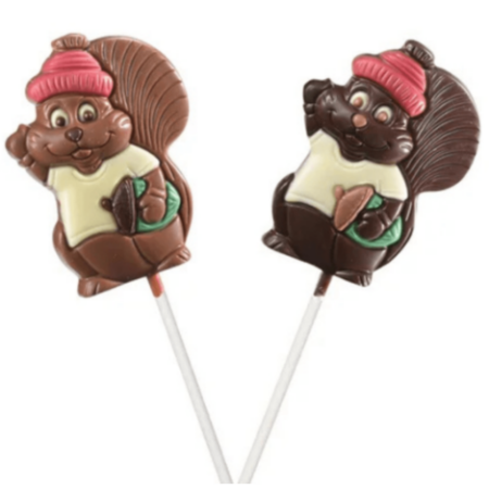 Sucette écureuil de Noël chocolat au lait ou noir
