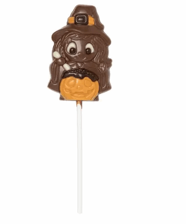 Sucette sorcière en chocolat au lait