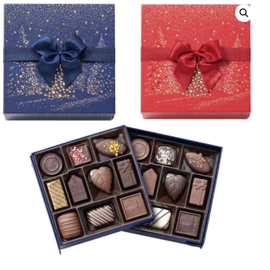 Boite cube forêt enneigée 20 Chocolats Assortis