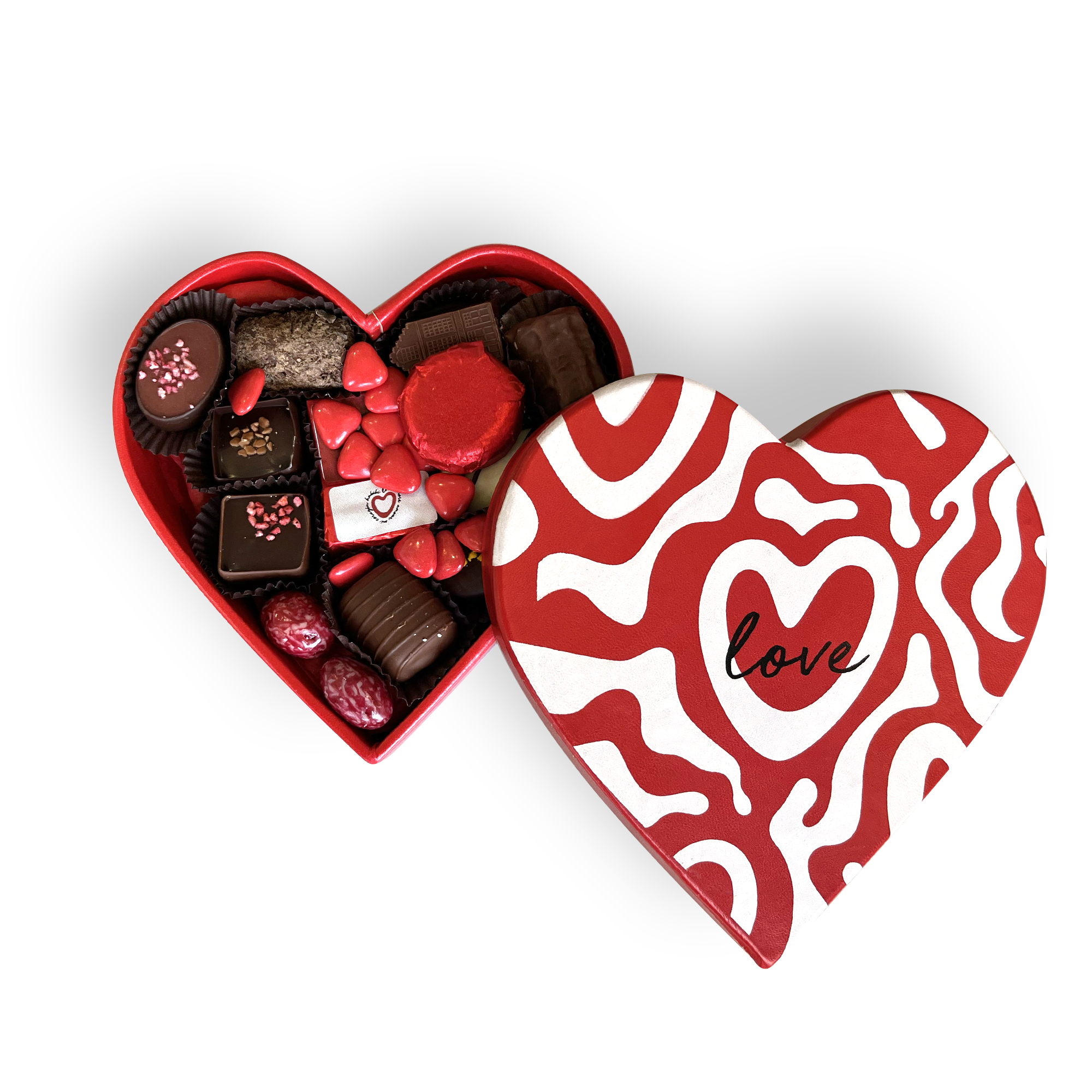 Boite Cœur Love 12cm avec 200g de chocolat