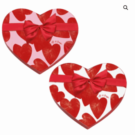 Boite coeur chocolats Saint-Valentin et sa barre de chocolat