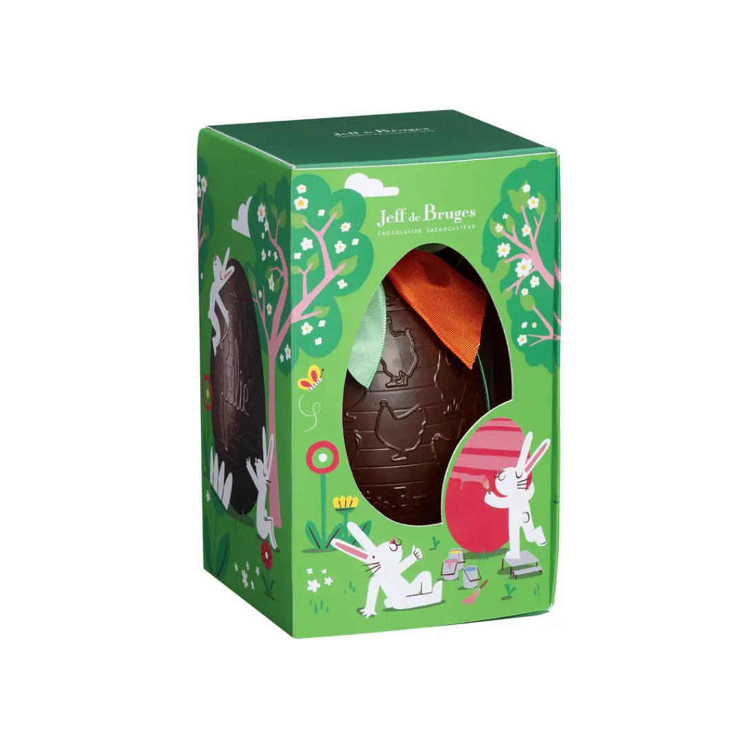 Oeuf en chocolat noir garni – 10 cm