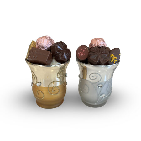 Mini pot doré ou argenté avec 100G de chocolat
